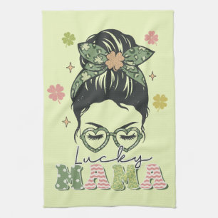 Lucky Mamma - Messy Bun - Klöver St. Patrick's Kökshandduk