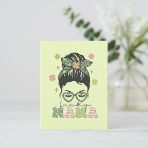 Lucky Mamma - Messy Bun - Klöver St. Patrick's Vykort