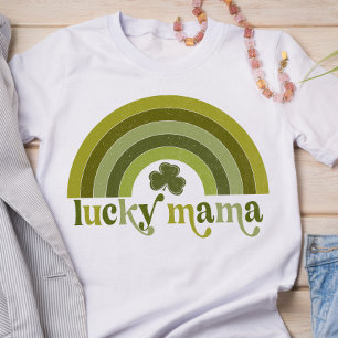 Lucky Mamma Retro St patrick's day Art Rainbow T Shirt