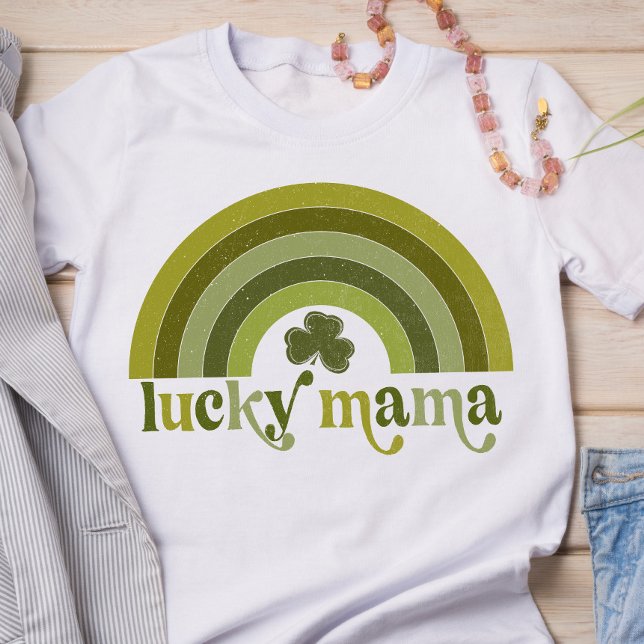 Lucky Mamma Retro St patrick's day Art Rainbow T Shirt (Skapare uppladdad)