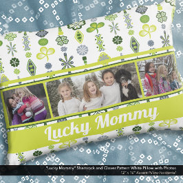 "Lucky Mamma" Shamrock Klöver Mönster Photo Prydnadskudde