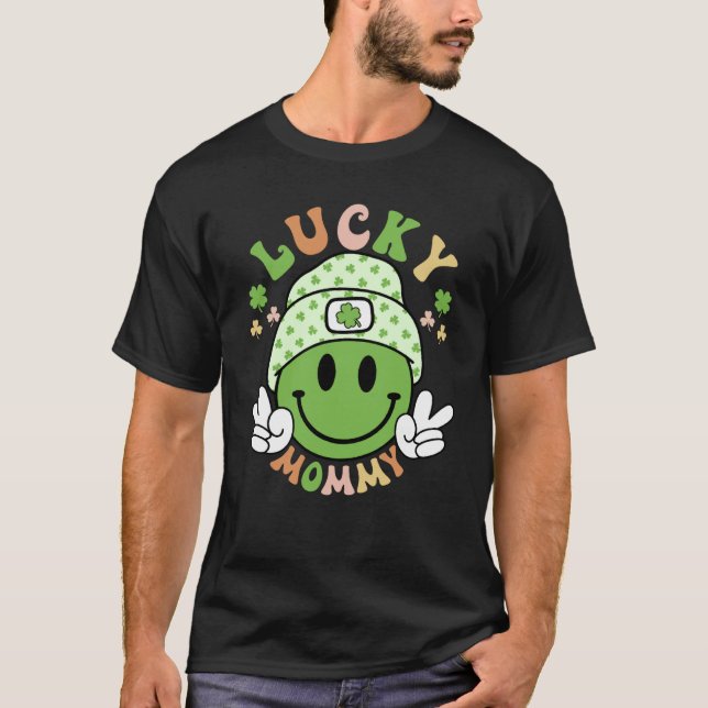 Lucky Mamma Smile Lycklig Meme St Patricks T Shirt (Framsida)