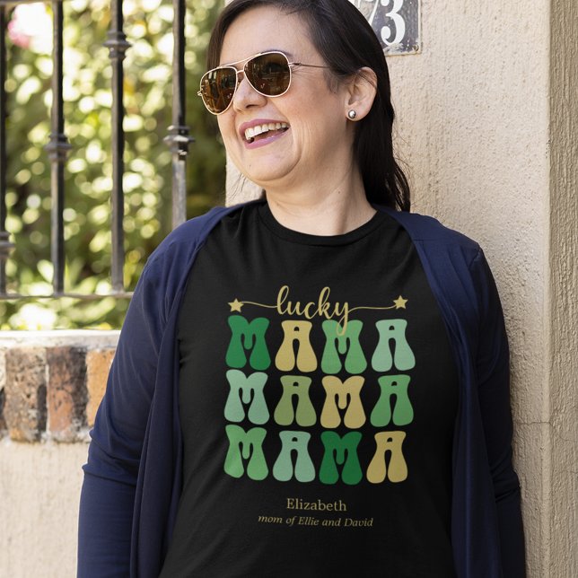 Lucky Mamma St. Patrick's Day Mamma & Kids Namn T Shirt (Skapare uppladdad)
