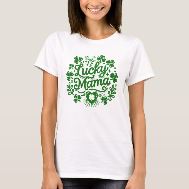 Lucky mamma st patrick's day, söta och festliga kv t shirt (Framsida)
