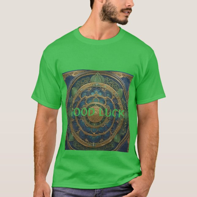 Lucky Mandala Fortune Design Lycka till T Shirt (Framsida)