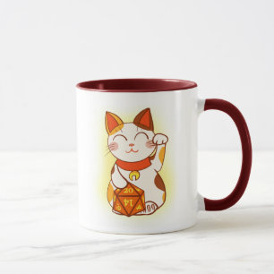 Lucky Maneki Neko D20 Dice Cat Mugg