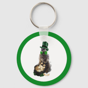 Lucky Meerkat med Guld St. Patrick's Day Nyckelring