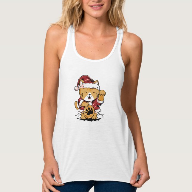Lucky Meow Linne Med Racerback (Framsida)