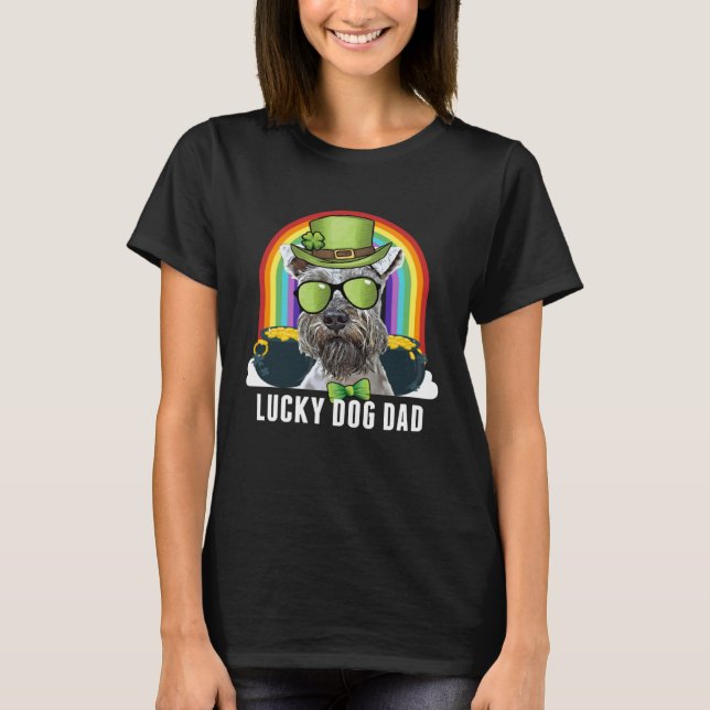 Lucky Miniature Schnauzer Dog Dad St Patricks Day T Shirt (Framsida)