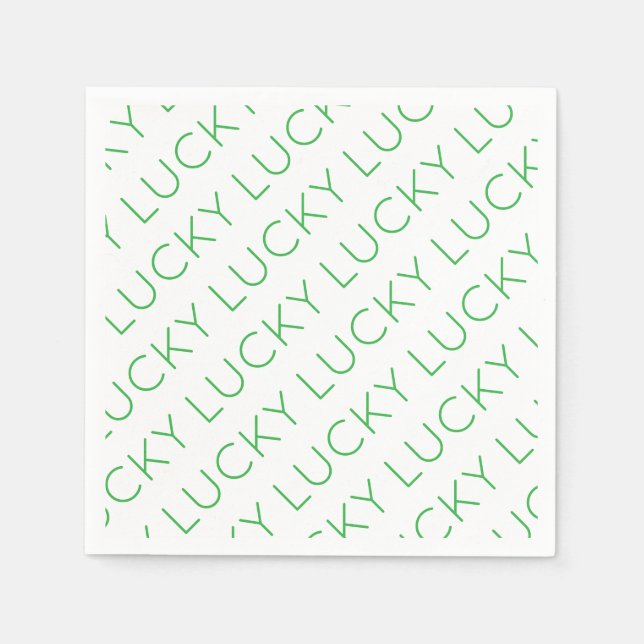 LUCKY Modern typografi Shamrocks Irländsk Rolighet Pappersservett (Framsidan)