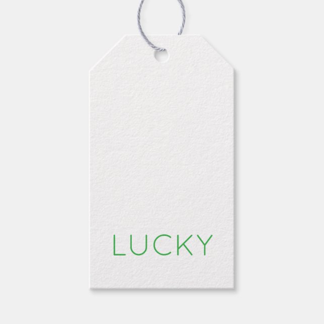 LUCKY Modern Typography Shamrocks Irish Roligt Presentetikett (Framsidan)