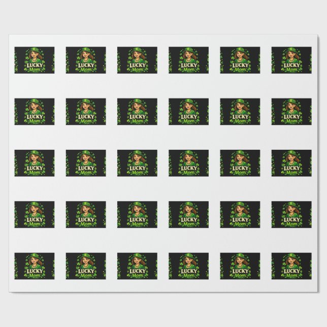 Lucky Mom – St. Patrick’s Day Clover Design Presentpapper (Platt)