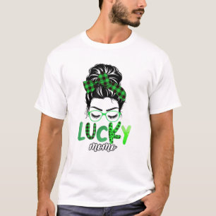 Lucky Momo Leopard Play Messy Bun Irish St Patric T Shirt