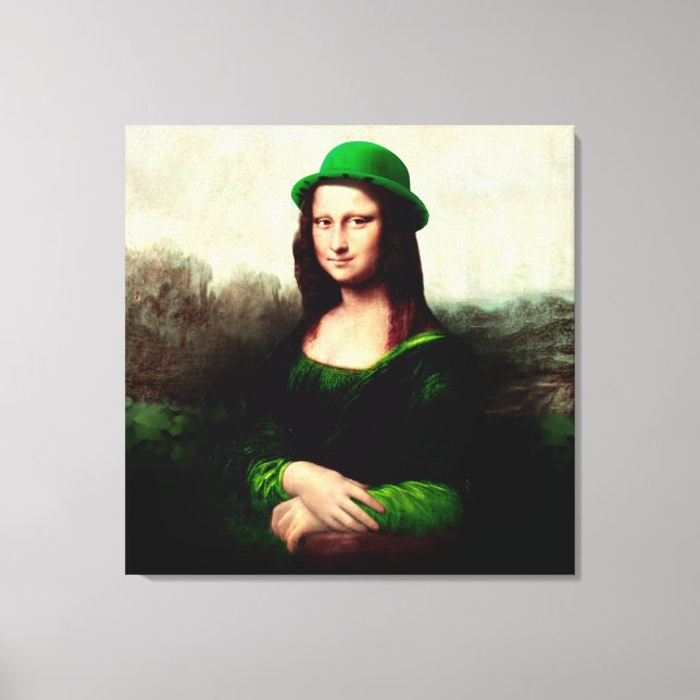 Lucky Mona Lisa St. Patrick's Day Canvastryck (Framsida)