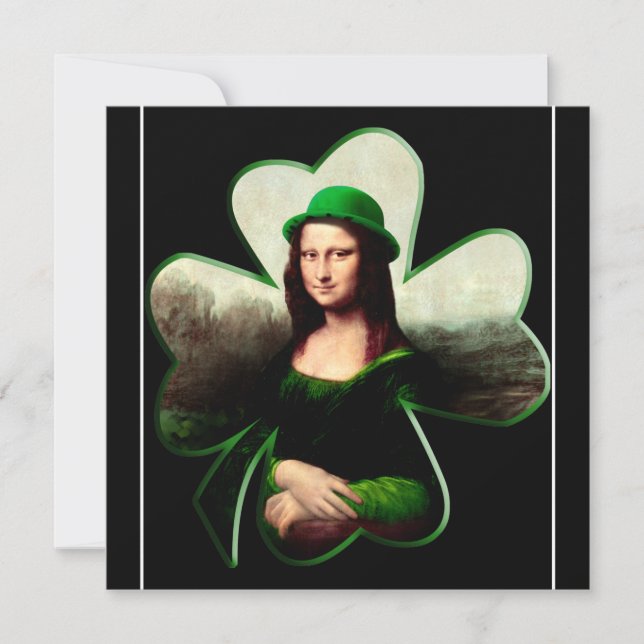 Lucky Mona Lisa St. Patrick's Day Inbjudningar (Framsida)
