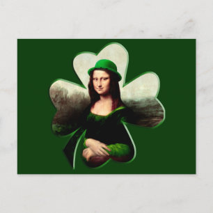 Lucky Mona Lisa St patrick's day Klöver Vykort