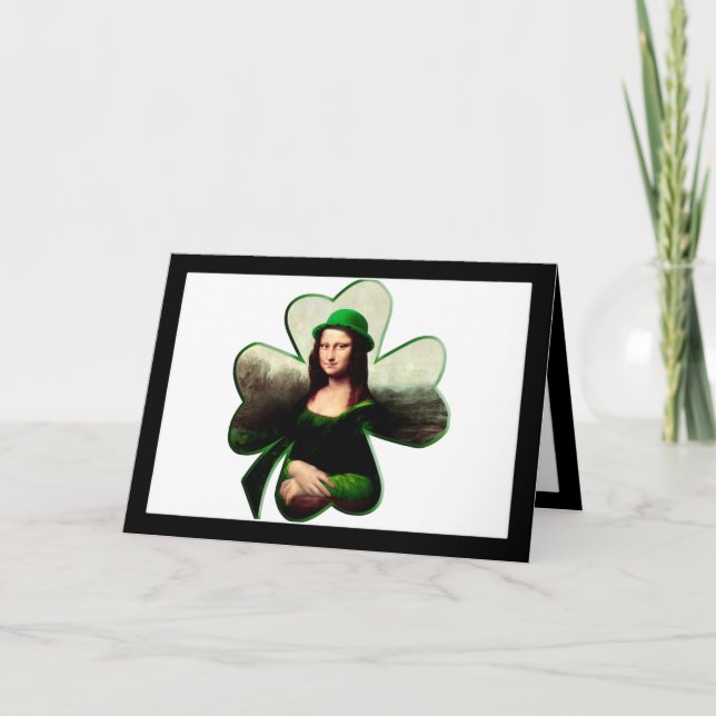 Lucky Mona Lisa St. Patrick's Day Kort (Framsida)