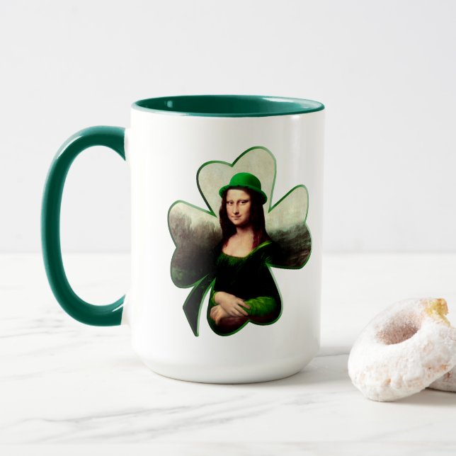 Lucky Mona Lisa St. Patrick's Day Mugg (Med munk)