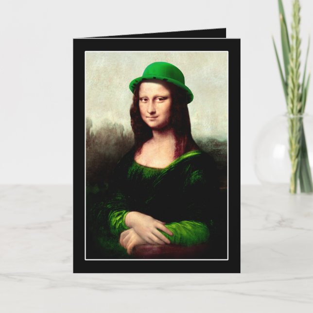 Lucky Mona Lisa St patrick's day Shamrock Kort (Framsida)