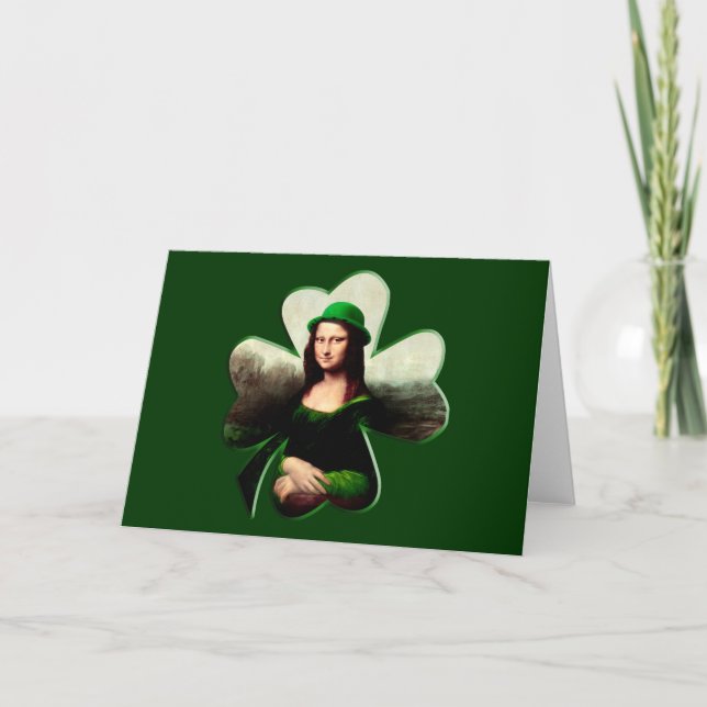 Lucky Mona Lisa St patrick's day Shamrock Kort (Framsida)