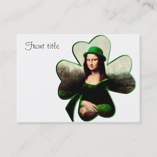 Lucky Mona Lisa St patrick's day Shamrock Visitkort (Framsida)