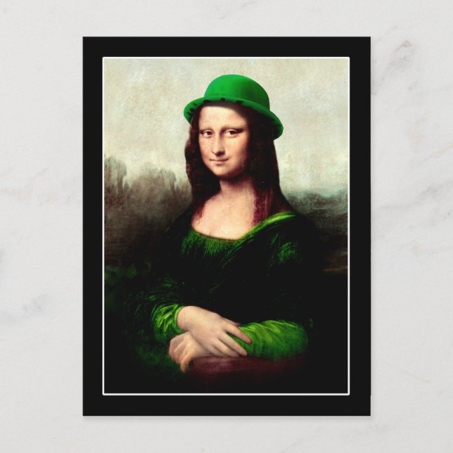 Lucky Mona Lisa St patrick's day Shamrock Vykort (Framsida)
