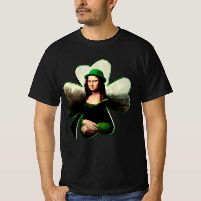 Lucky Mona Lisa St. Patrick's Day T Shirt (Framsida)