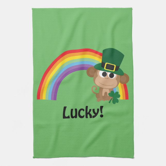 Lucky Monkey Leprechaun Kökshandduk (Vertikal)