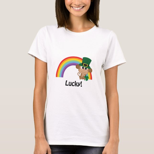 Lucky Monkey Leprechaun Tee Shirt (Framsida)