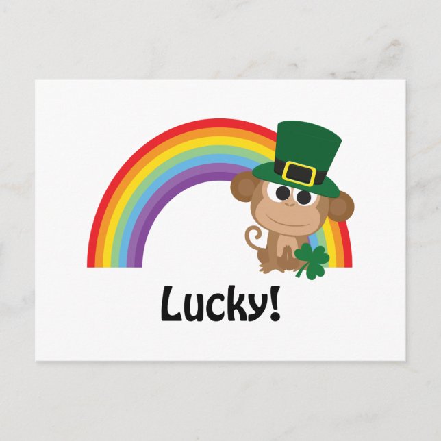 Lucky Monkey Leprechaun Vykort (Framsida)