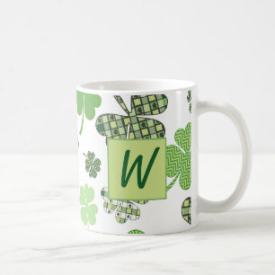 Lucky Monogram St. Patrick Day Klöver Kaffemugg