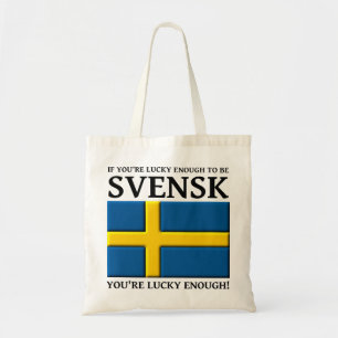 Lucky nog att vara Svensk Svenska Bag Tote Tygkasse