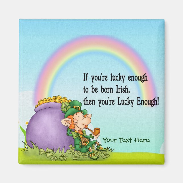 Lucky nog Leprechaun - Anpassa Magnet (Framsidan)