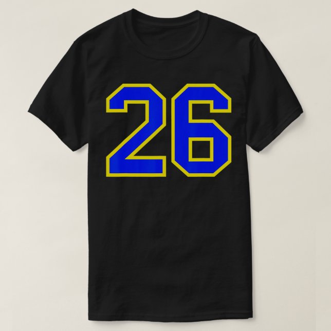 Lucky Number #26 Blue Gult Sport Player Fläkt Jers T Shirt (Design framsida)