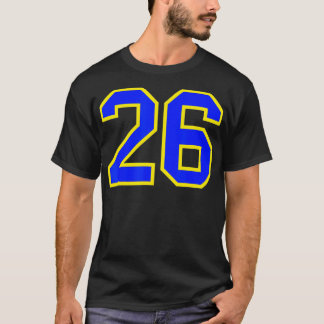 Lucky Number #26 Blue Gult Sport Player Fläkt Jers T Shirt