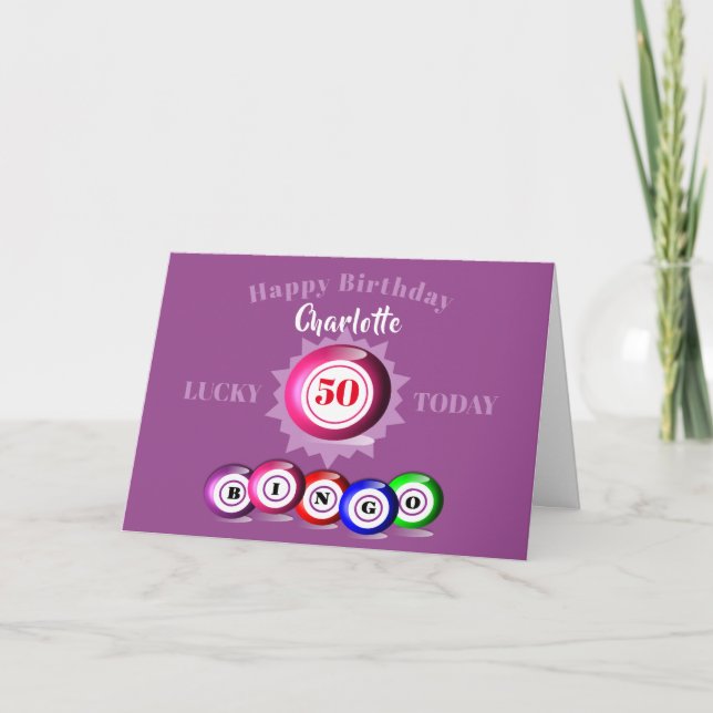 Lucky Number Bingo Thated Birthday Card Kort (Framsida)