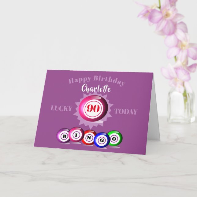 Lucky Number Bingo Thed Birthday Card Kort (Orkide)