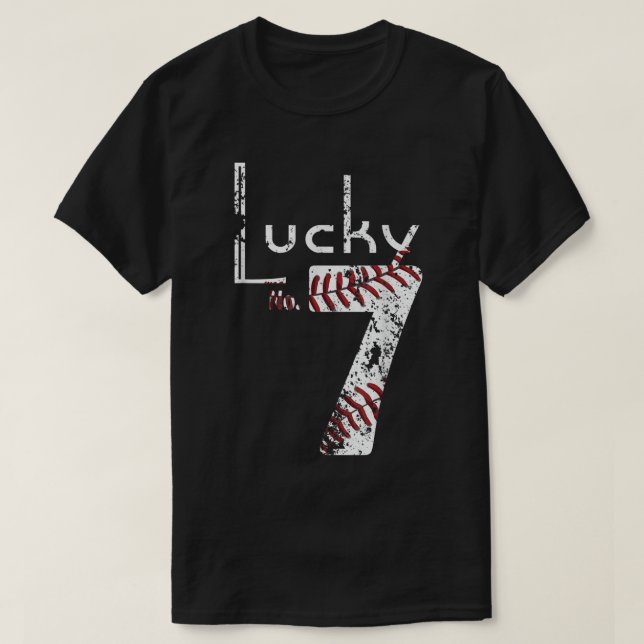 Lucky Number Seven Distress Favorite Number Seve T Shirt (Design framsida)