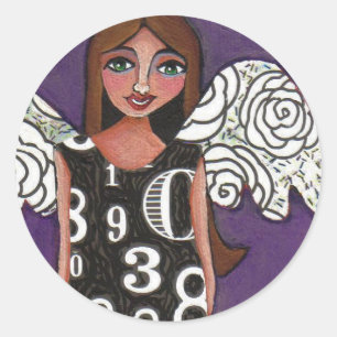 LUCKY NUMBERS ANGEL - en välsignad dekal Runt Klistermärke