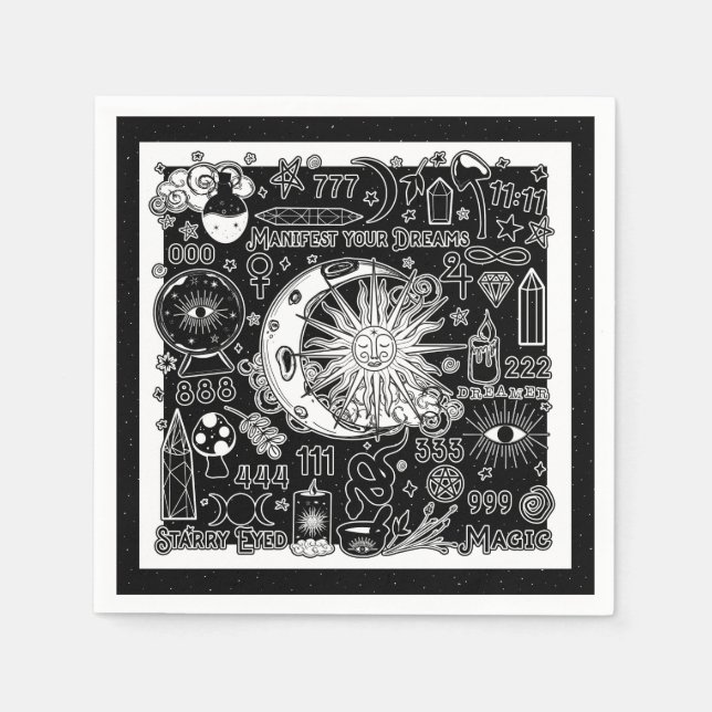 Lucky Numerology Manifester Magic Black & White Pappersservett (Framsidan)
