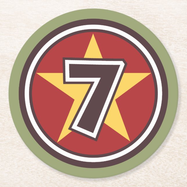 Lucky nummer 7 underlägg papper rund (Framsidan)