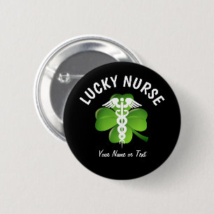 Lucky Nurse Grönt Shamrock St patricks day Namn Knapp