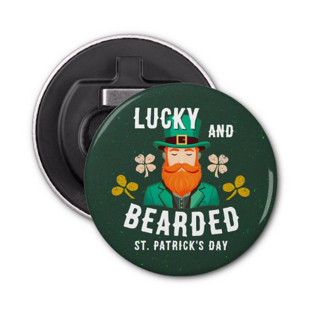 Lucky och Bearded St. Patrick's Day Leprechaun Flasköppnare (Framsidan)