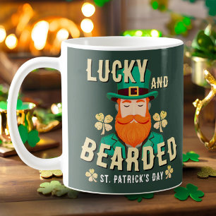 Lucky och Bearded St. Patrick's Day Leprechaun Kaffemugg