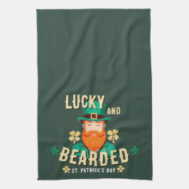 Lucky och Bearded St. Patrick's Day Leprechaun Kökshandduk