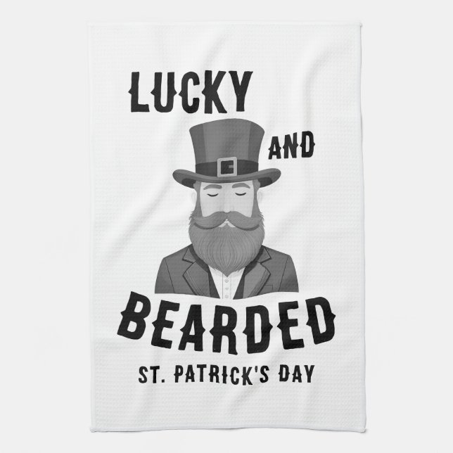 Lucky och Bearded St. Patrick's Day Leprechaun Kökshandduk (Vertikal)