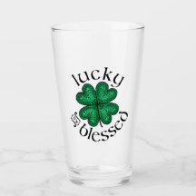 Lucky och Blad nedfläckad Glass Irish schrock