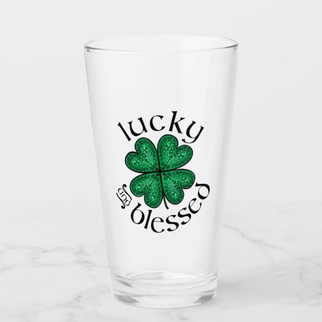 Lucky och Blad nedfläckad Glass Irish schrock Glaskopp (Framsida)