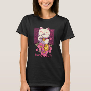 Lucky och Cute Japansk Lucky Cat Maneki Neko Bra T Shirt