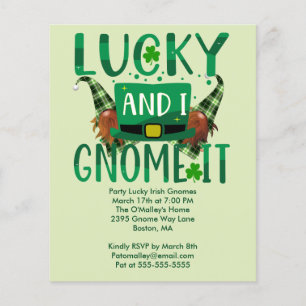 Lucky och jag Gnome it Party Inbjudan Flygblad